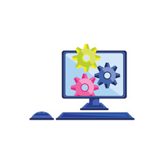desktop computer with gears configuration