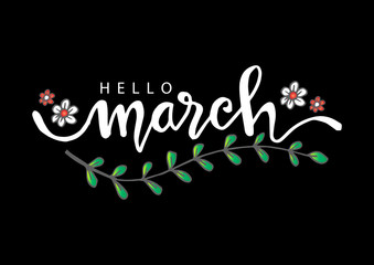 Hello March hand drawn  lettering. © Handini_Atmodiwiryo