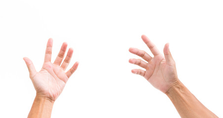 Man hand isolated on white background