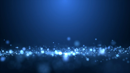 Blue particle dust abstract digital background abstract 3D illustration.