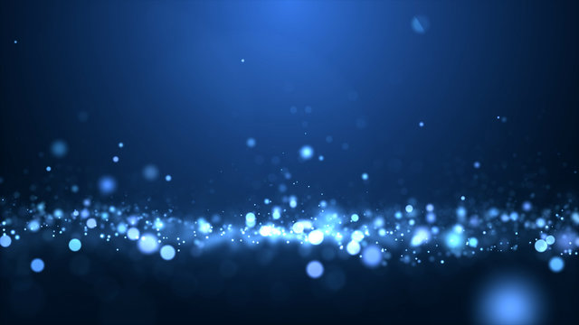 Blue particle dust abstract digital background abstract 3D illustration.