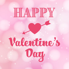 Valentine's Day card with bokeh background. Vector illustration.