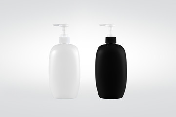Multicolored plastic dispenser bottles isolated on background. Clipping path