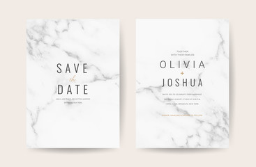 Luxury Marble Wedding Invitation Card Design for spring and summer wedding themes  - Vector