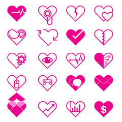 Set Heart Icon Isolated on White background