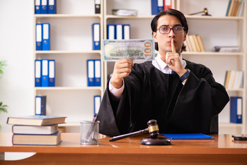 Young handsome judge working in court