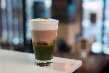 matcha green tea ice coffee latte