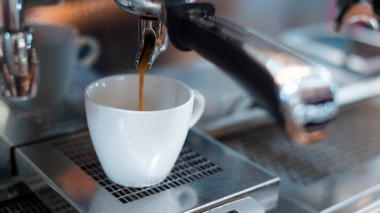 black coffee morning on coffee maker