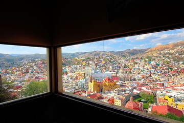 Fototapeta na wymiar Guanajuato, scenic city lookout and panoramic views from city funicular
