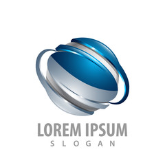 Abstract technology world blue sphere logo concept design. Symbol graphic template element vector