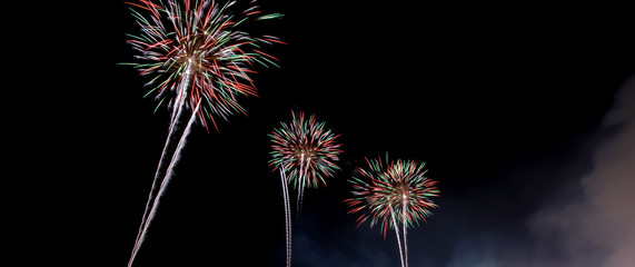 Colourful fireworks on drak background
