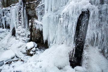 Dramatic patterns in the ice at Blackledge Falls Park, Connecticut.