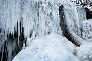 Dramatic patterns in the ice at Blackledge Falls Park, Connecticut.