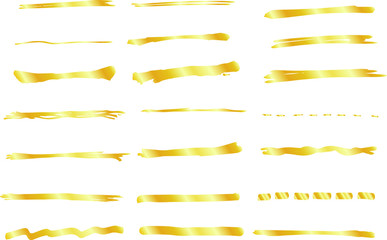 Gold analog line drawn by handwriting set