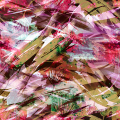 Vintage seamless watercolor pattern of plants, Herbs, flowers, dried flowers, pink, Violet flowers watercolor.  stylish pattern. Abstract paint splash. Trendy background. Abstract grunge texture.