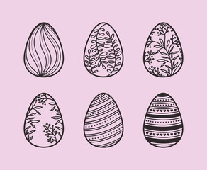 set of eggs painted easter icons