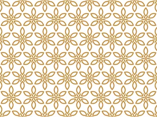 Foto op Canvas Flower geometric pattern. Seamless vector background. White and gold ornament. Ornament for fabric, wallpaper, packaging, Decorative print © ELENA