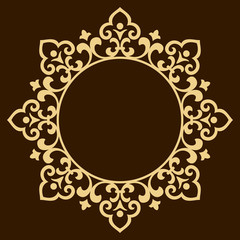 Decorative frame Elegant vector element for design in Eastern style, place for text. Floral golden border. Lace illustration for invitations and greeting cards.