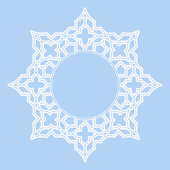 Decorative frame Elegant vector element for design in Eastern style, place for text. Floral blue border. Lace illustration for invitations and greeting cards