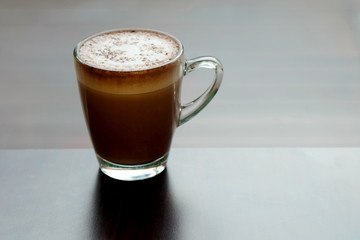 Hot chocolate with milk foam and space for write wording, high nutrition hot drink sold in coffee shop and bakery shop