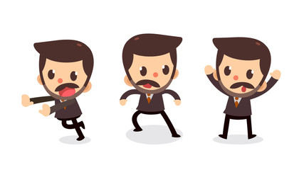 Set of tiny businessman character in actions. Surrender.