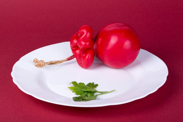 Handmade smoked hard cheese in paraffin shells