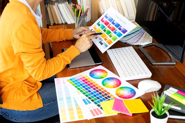 young woman work for graphic design