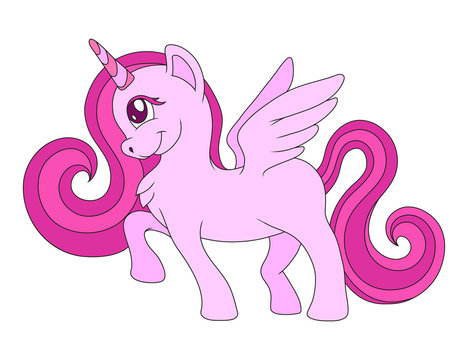 cute cartoon unicorn. Vector graphics to design.