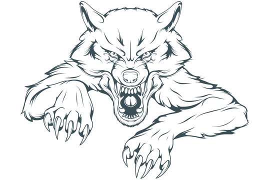 Evil Wolf Mascot. Vector graphics to design.