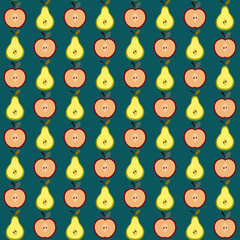 Cute apple and pear pattern. Seamless vector illustration with abstract fruits for textile and scrapbook paper