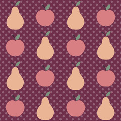 Cute apple and pear pattern. Seamless vector illustration with abstract fruits for textile and scrapbook paper