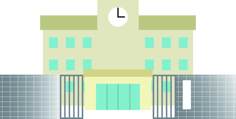 Naklejka premium Modern Japanese public school building with gate