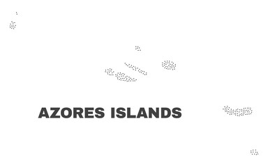 Azores Islands map designed with tiny points. Vector abstraction in black color is isolated on a white background. Random tiny elements are organized into Azores Islands map.