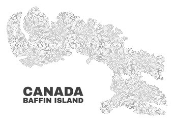 Baffin Island map designed with small points. Vector abstraction in black color is isolated on a white background. Scattered small points are organized into Baffin Island map.