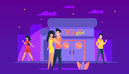 Obraz premium Night Club. View Streets big City. Disco Bar. 