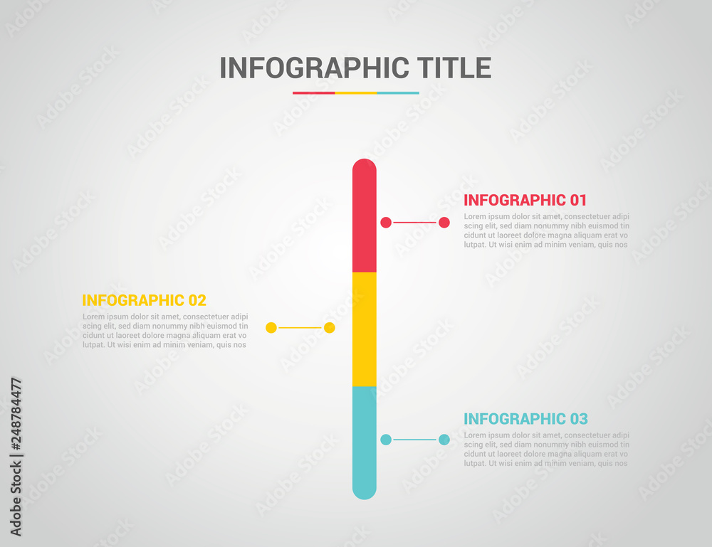 Aufkleber infographics timeline vertical with 3 or three step process option title - vector