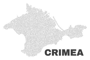 Fototapeta premium Crimea map designed with little dots. Vector abstraction in black color is isolated on a white background. Random little points are organized into Crimea map.