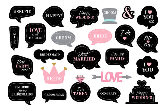 Photo booth props for wedding party bride