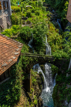 Old town with fallen Nesso Come lake