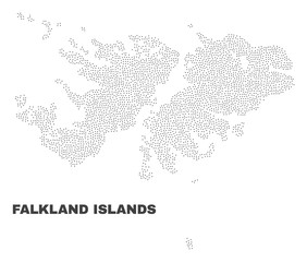 Falkland Islands map designed with little dots. Vector abstraction in black color is isolated on a white background. Random tiny dots are organized into Falkland Islands map.