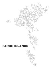Faroe Islands map designed with tiny points. Vector abstraction in black color is isolated on a white background. Scattered tiny points are organized into Faroe Islands map.