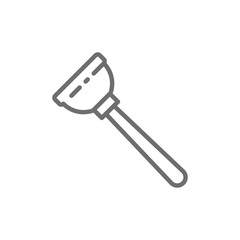 Rubber plunger, plumbing tool line icon.