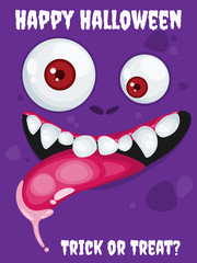 Halloween background with cartoon expression monster.