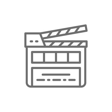recommend clip art: Movie clapper board, clapperboard line icon.