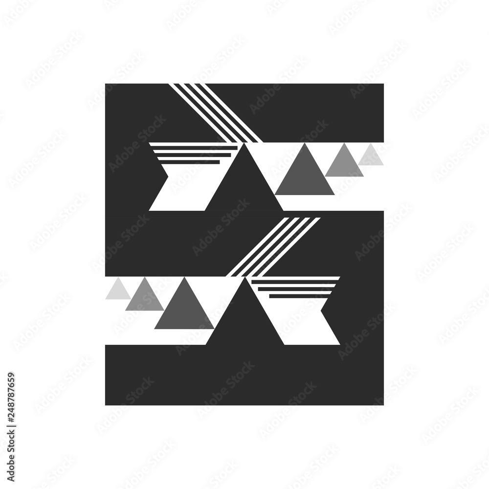 Poster abstract five letter design. made of geometric objects and paths. vector illustration