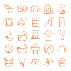 Sleeping icons pack. Isolated sleeping symbols collection. Graphic icons element - Vector