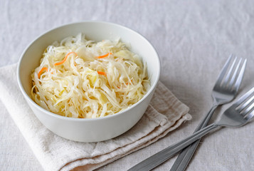 Bowl full of fermented cabbage