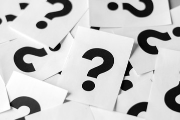 White cards with question marks