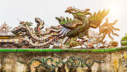 roof in Chinese temples in dragon shape dragons.