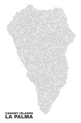 La Palma Island map designed with small points. Vector abstraction in black color is isolated on a white background. Random small particles are organized into La Palma Island map.